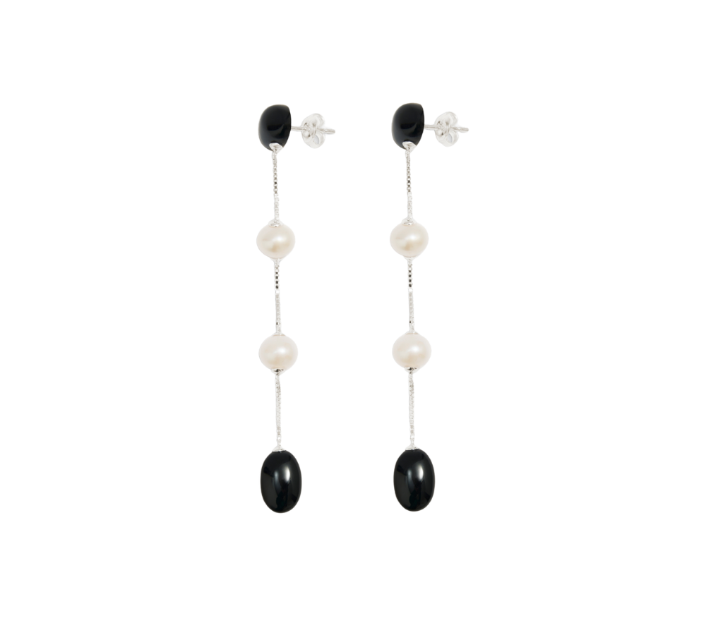 Dualism Long hængeøreringe - sølv